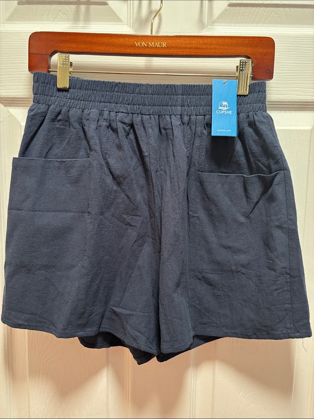 Cupshe Dark Navy Elastic-Waist Drawstring Shorts will stretch to 17 waist